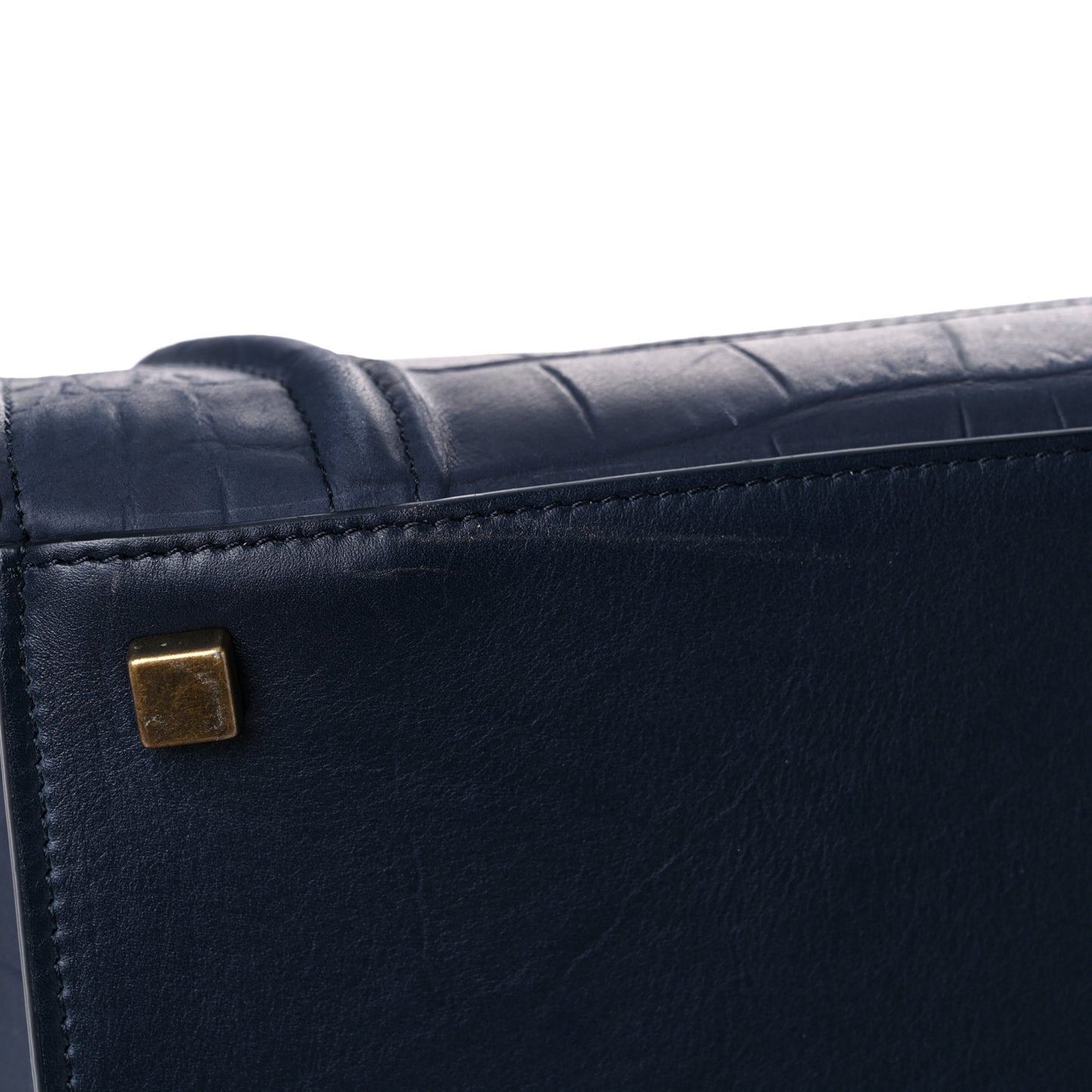 Crocodile Embossed Calfskin Medium Phantom Luggage Navy Blue