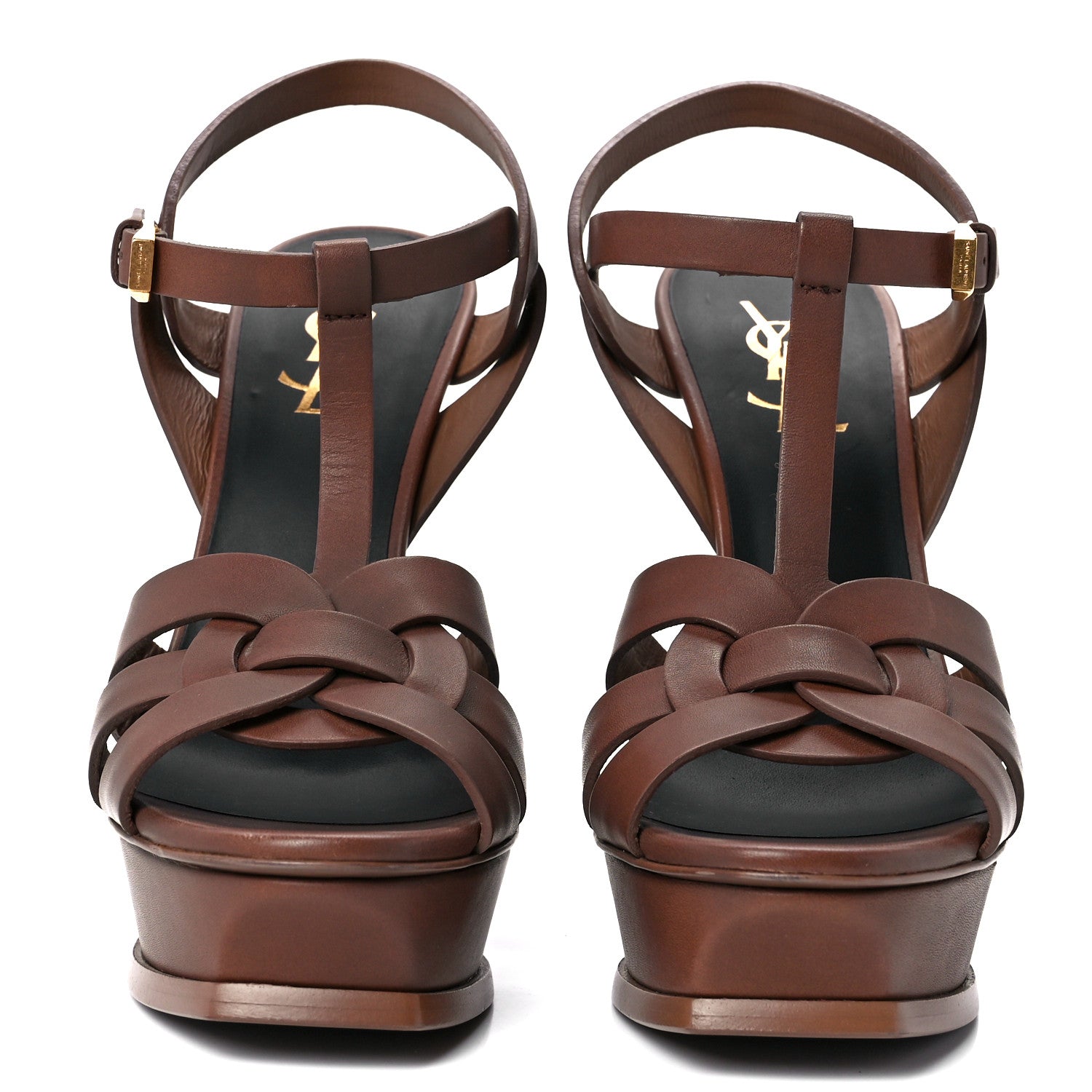 Saint Laurent Calfskin Tribute 105 Platform Sandals 38 Amber 2 of 8