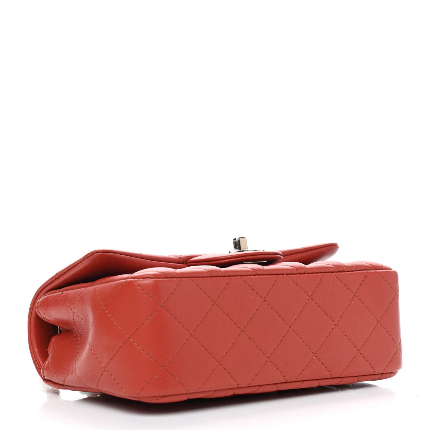 Lambskin Quilted Mini Rectangular Flap Brown