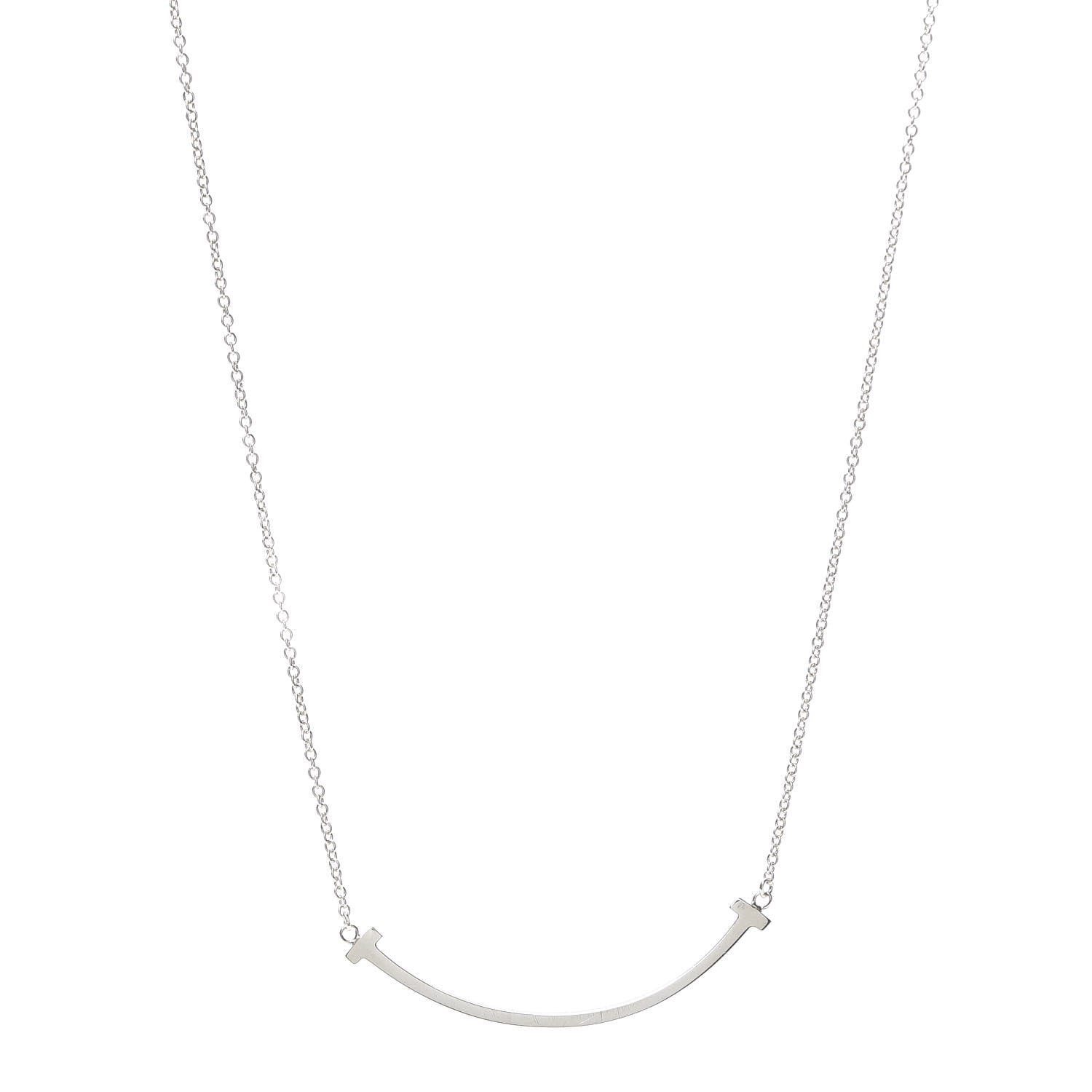 Tiffany Sterling Silver Small T Smile Pendant Necklace 1 of 5