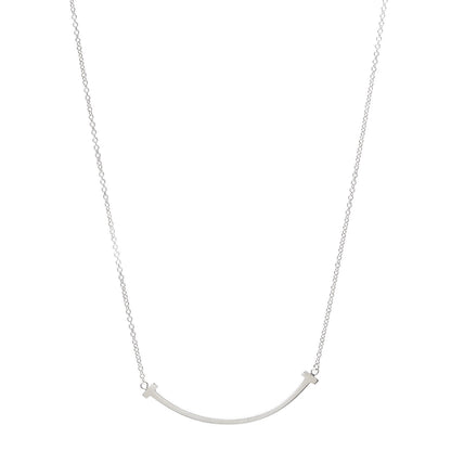 Tiffany Sterling Silver Small T Smile Pendant Necklace 1 of 5