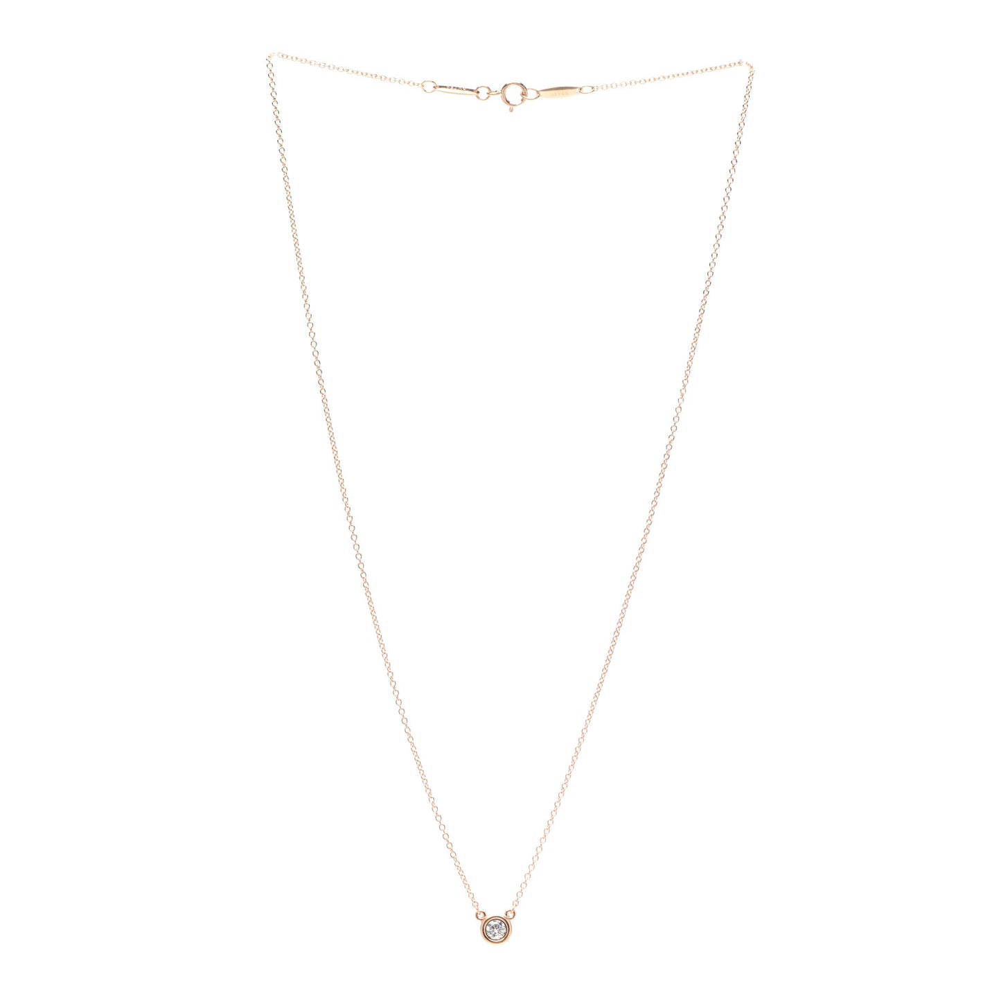 18K Rose Gold Diamond .17ct Elsa Peretti Diamonds by the Yard Pendant Necklace