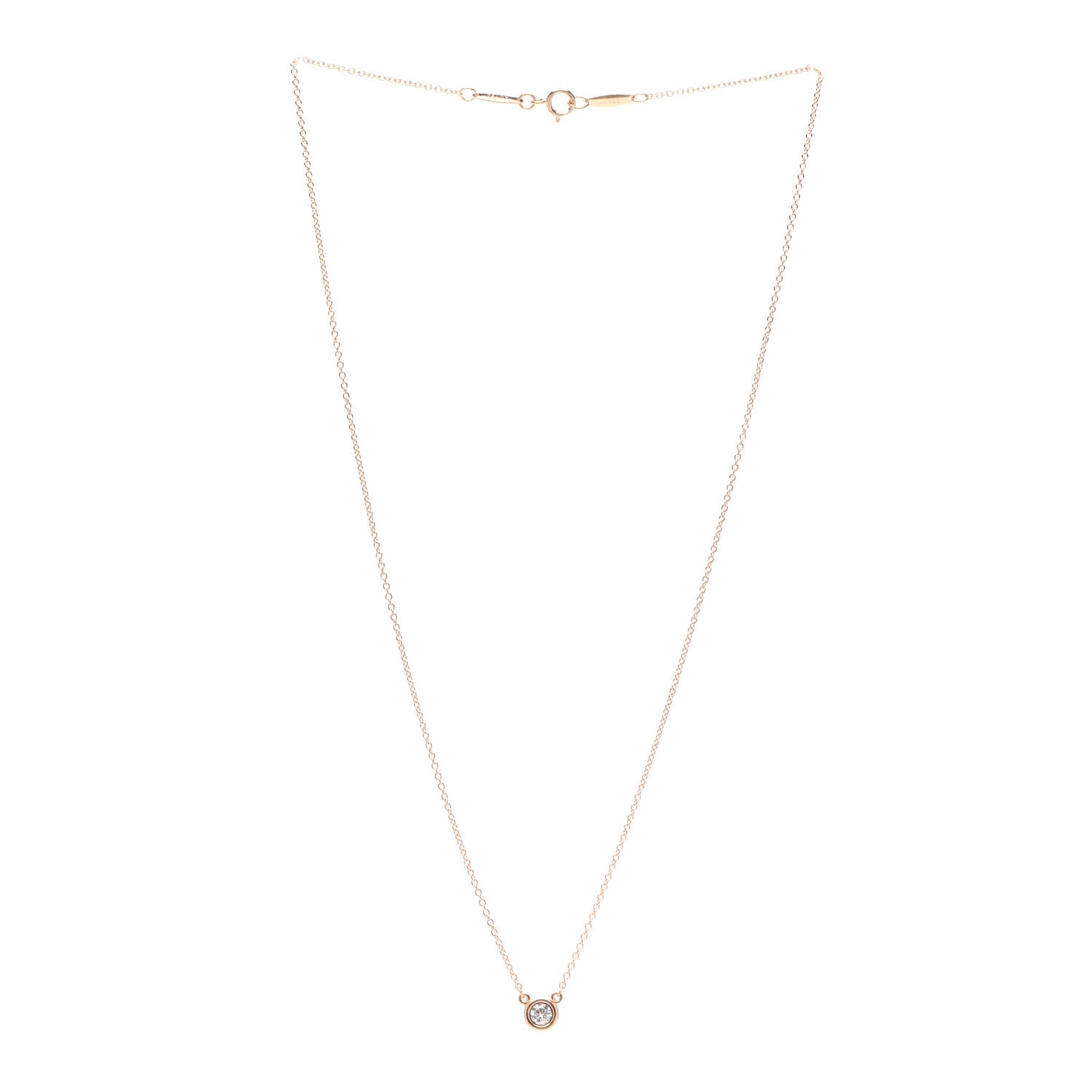 Tiffany 18K Rose Gold Diamond .17ct Elsa Peretti Diamonds by the Yard Pendant Necklace 3 of 5