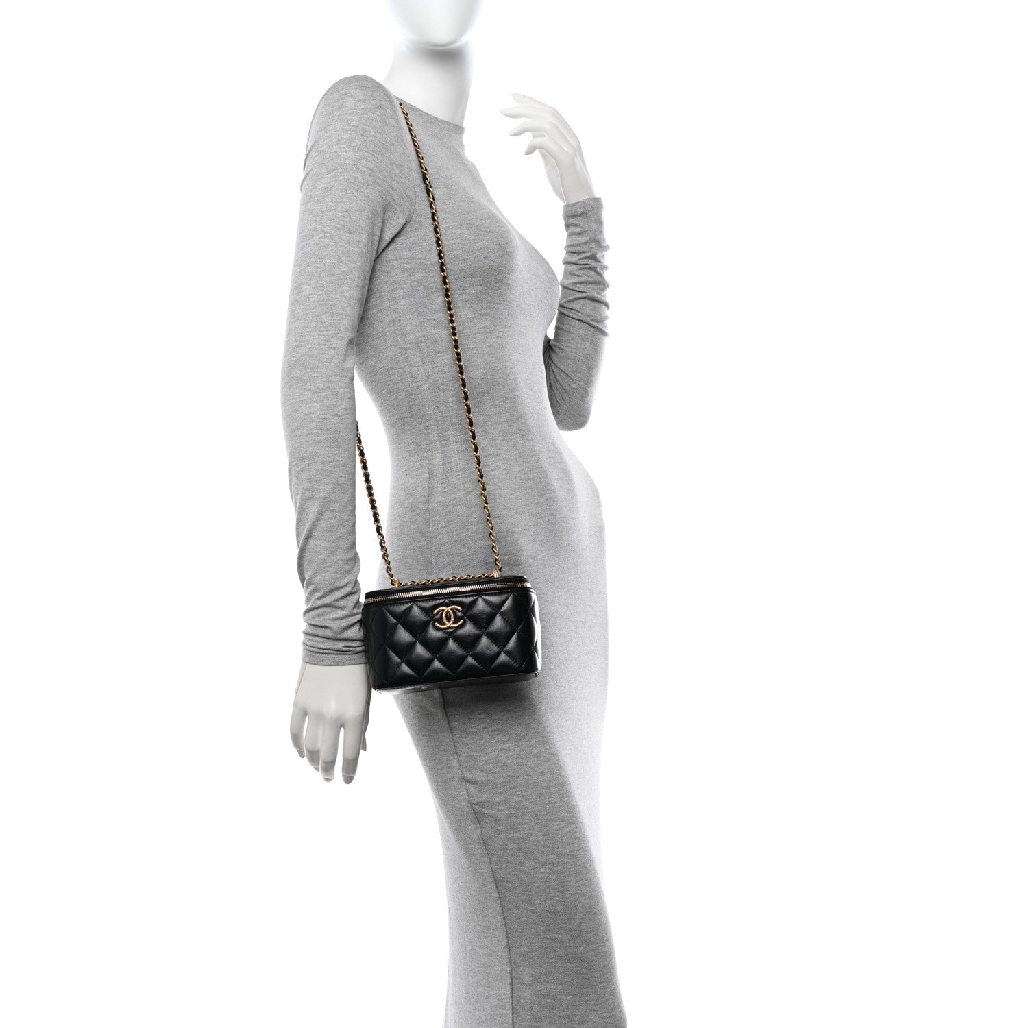 Chanel Lambskin Quilted Small CC Dynasty Vanity Case With Chain Black 2 of 13