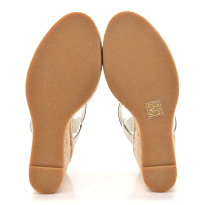 Saint Laurent Calfskin Tribute 95 Platform Espadrille Wedge Sandals 40 Porcellana 5 of 9