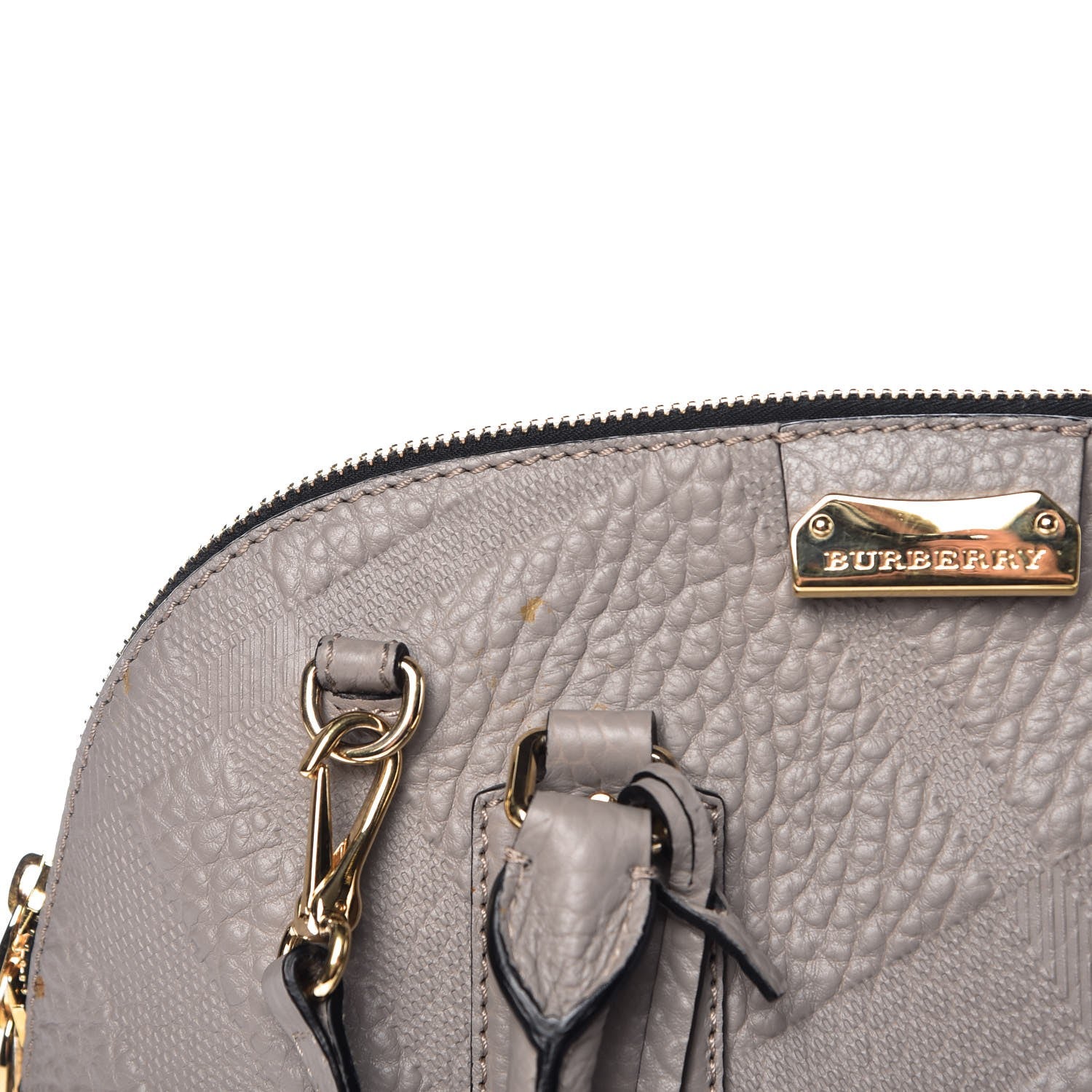 Burberry Heritage Grain Check Embossed Small Orchard Bowling Bag Pale Grey 12 of 17