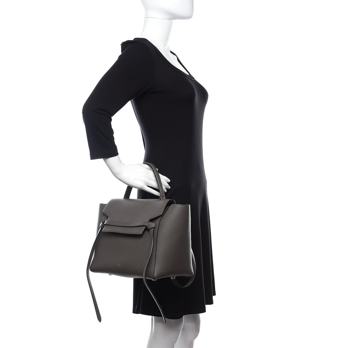 Grained Calfskin Mini Belt Bag Grey