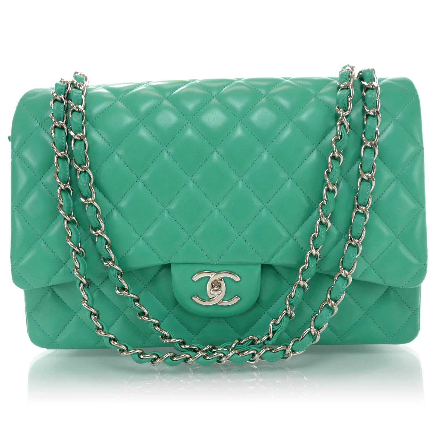 Chanel Lambskin Maxi Double Flap Menthe Green 1 of 10