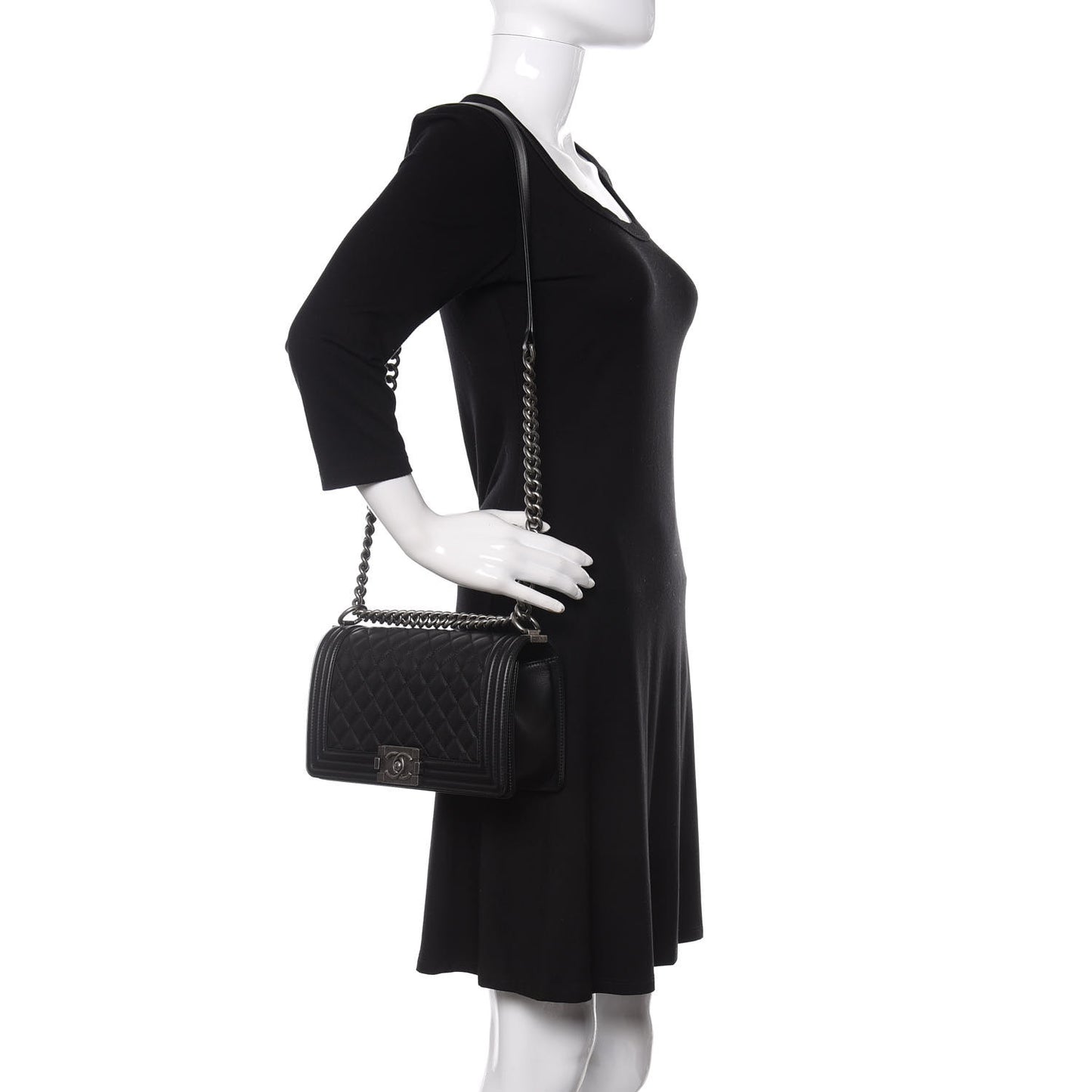 Calfskin Quilted Medium Boy Flap Black