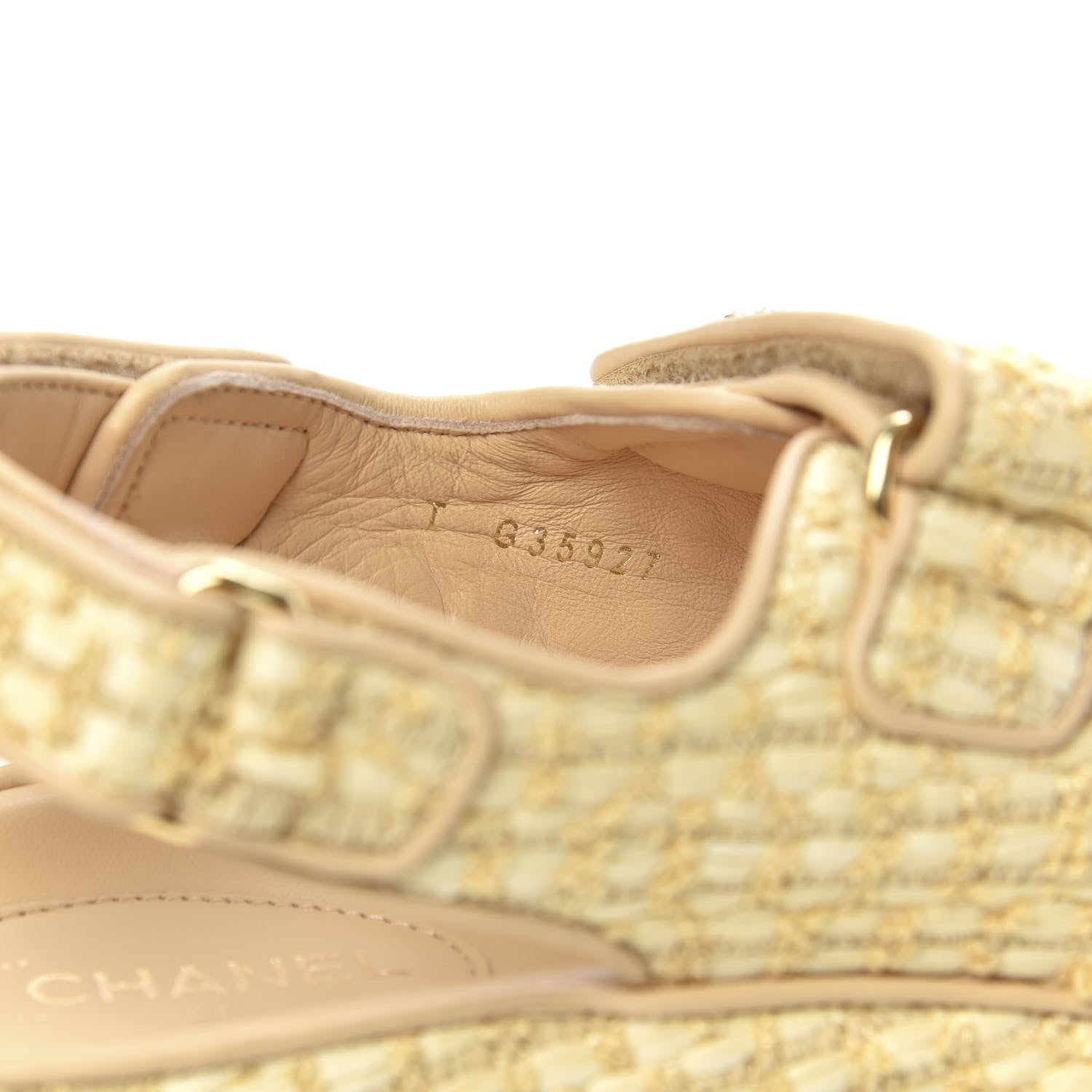 Chanel Braided Fabric Velcro Dad Sandals 36.5 Beige 8 of 9