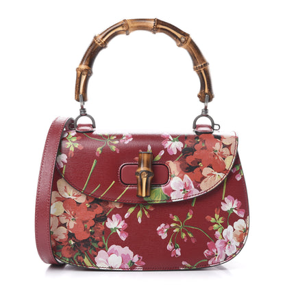 Gucci Shangai Calfskin Blooms Print Small Classic Bamboo Top Handle Bag Romantic Ceries Multicolor 1 of 9