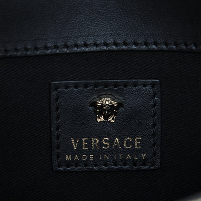 Versace Calfskin Palazzo Crystal Chain Evening Bag Black 6 of 6