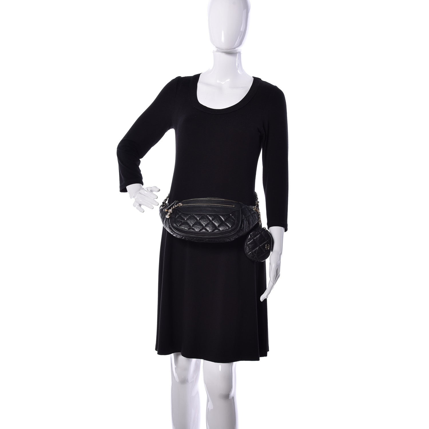 Chanel Aged Calfskin Quilted Waist Bag With Coin Purse Black 2 of 9