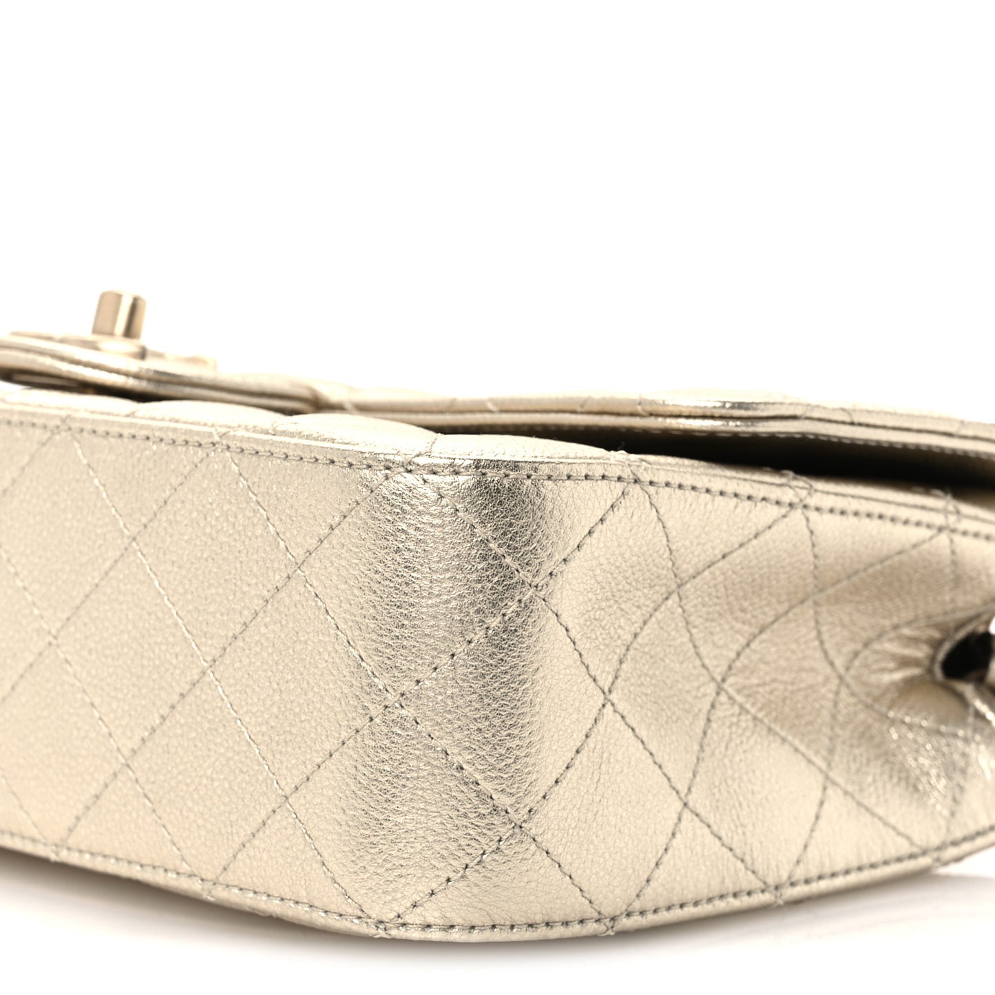 Metallic Caviar Quilted Medium CC Slide Flap Light Gold