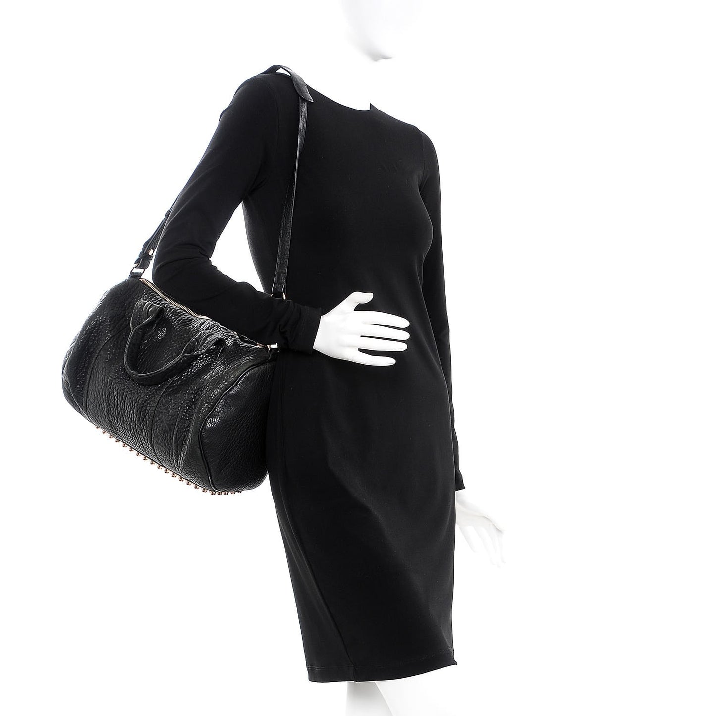 Pebbled Lambskin Rocco Black Rose Gold Hardware