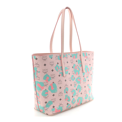 MCM Visetos Leopard Print Medium Anya Shopper Tote  Pink 3 of 9