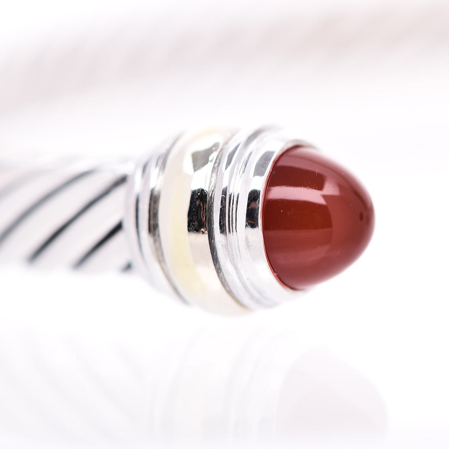 Sterling Silver 14K Yellow Gold Carnelian 5mm Cable Classics Bracelet