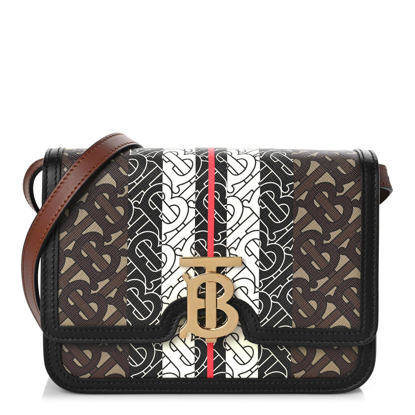 E-Canvas Monogram Stripe Small TB Bag Bridle Brown