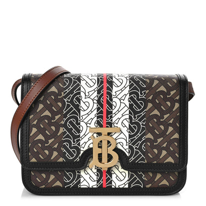 Burberry E-Canvas Monogram Stripe Small TB Bag Bridle Brown 1 of 10