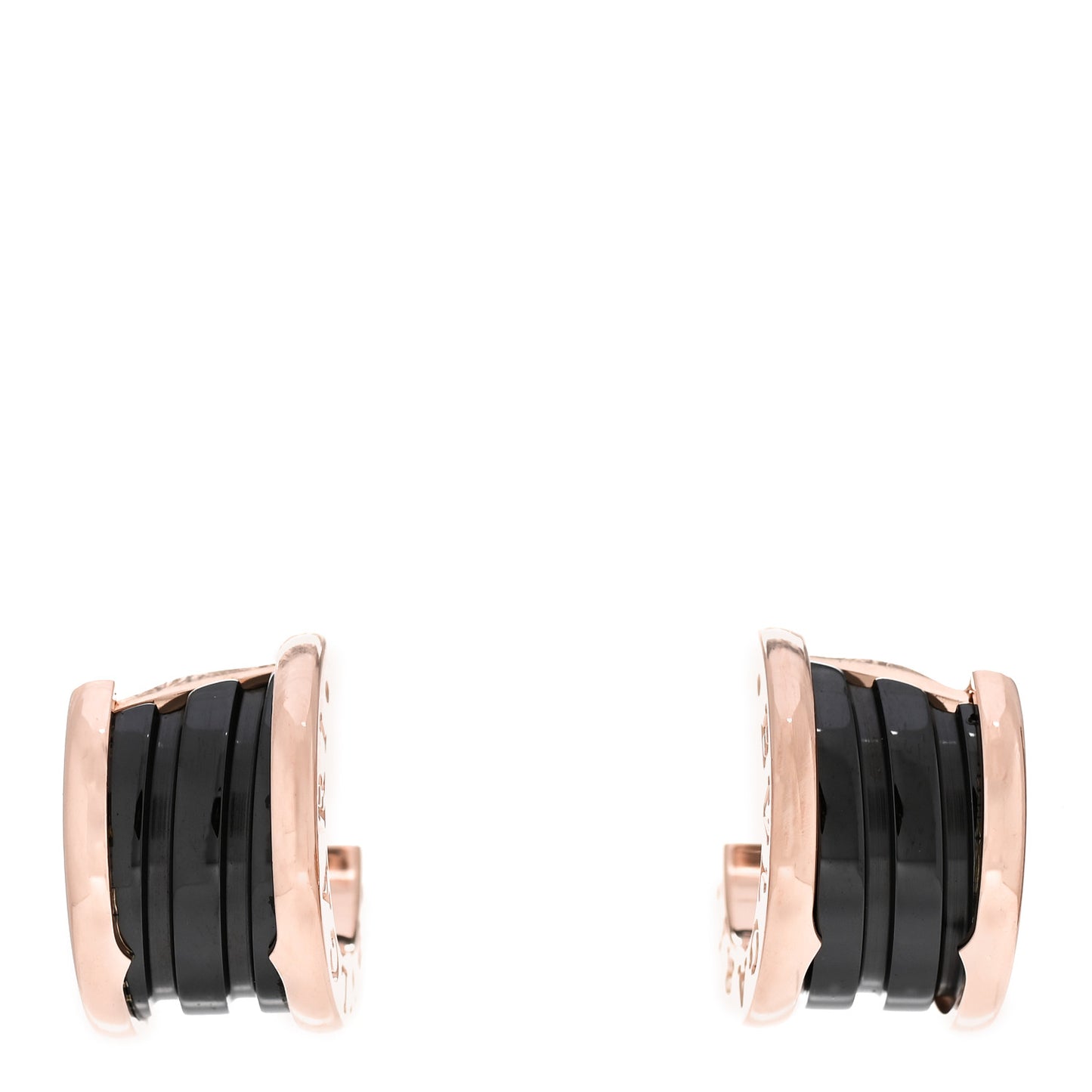 18K Rose Gold Black Ceramic B.Zero1 Hoop Earrings
