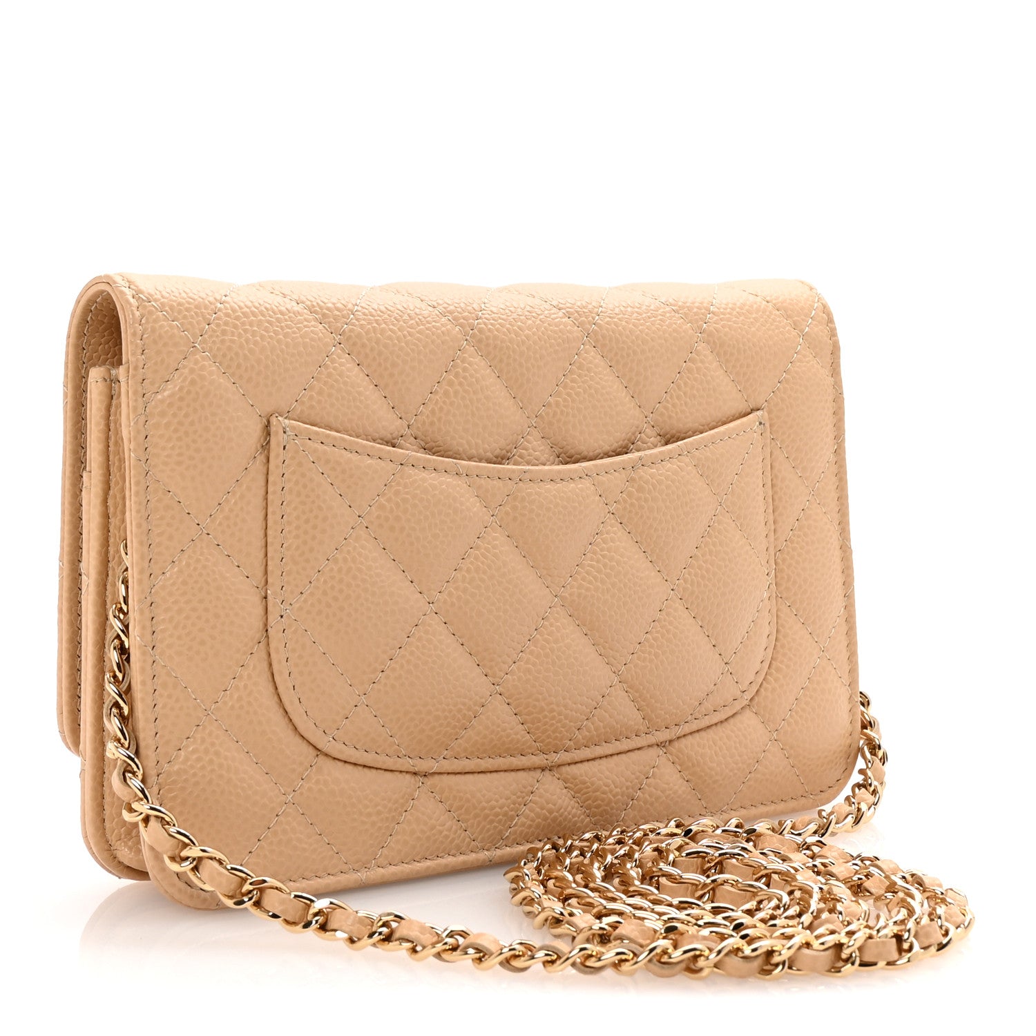 Chanel Caviar Quilted Wallet on Chain WOC Beige 3 of 11