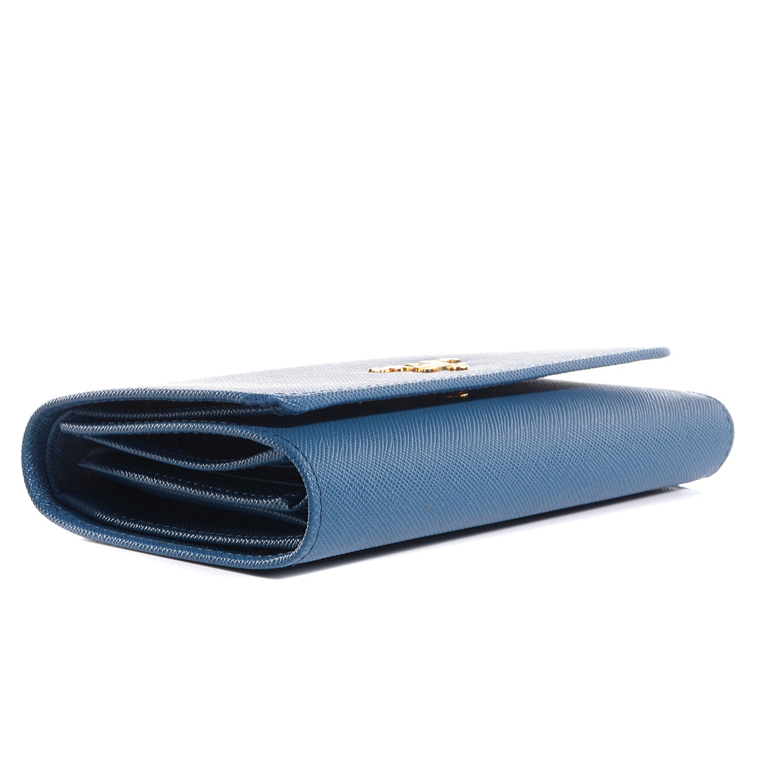 Prada Saffiano Metal Flap Wallet Cobalto 4 of 9