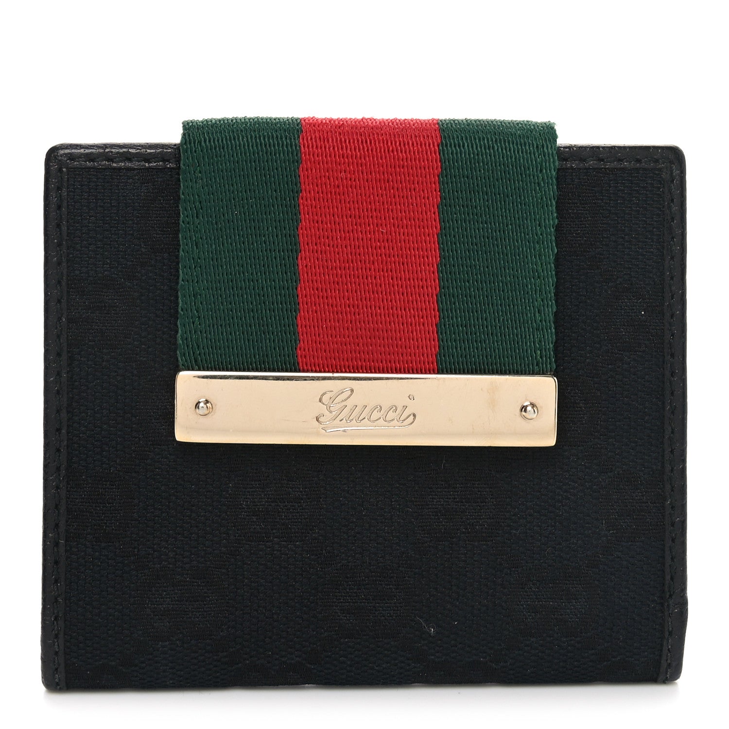 Gucci Monogram Web French Flap Wallet Black 1 of 6