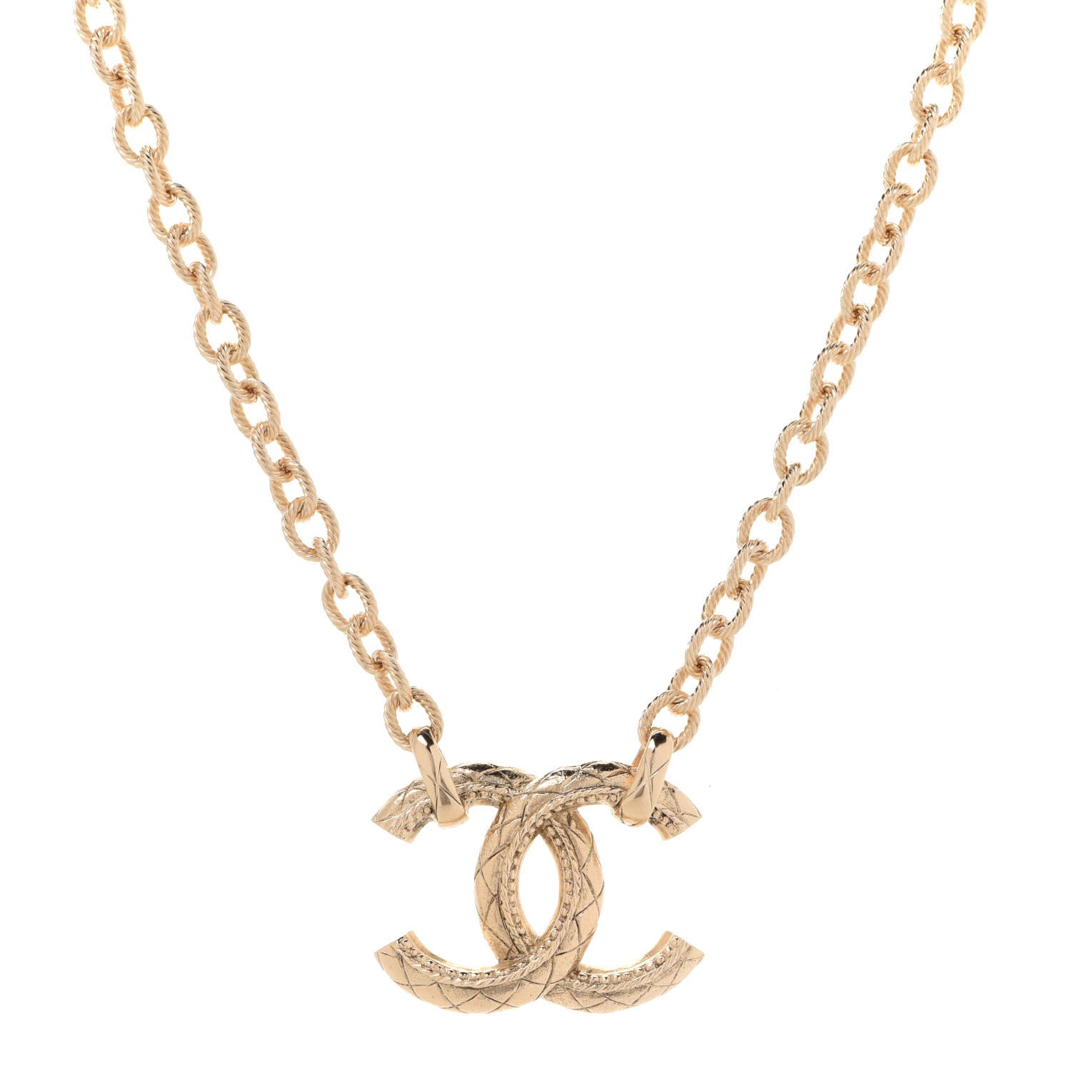 Chanel Metal Quilted CC Necklace Gold 1 of 6