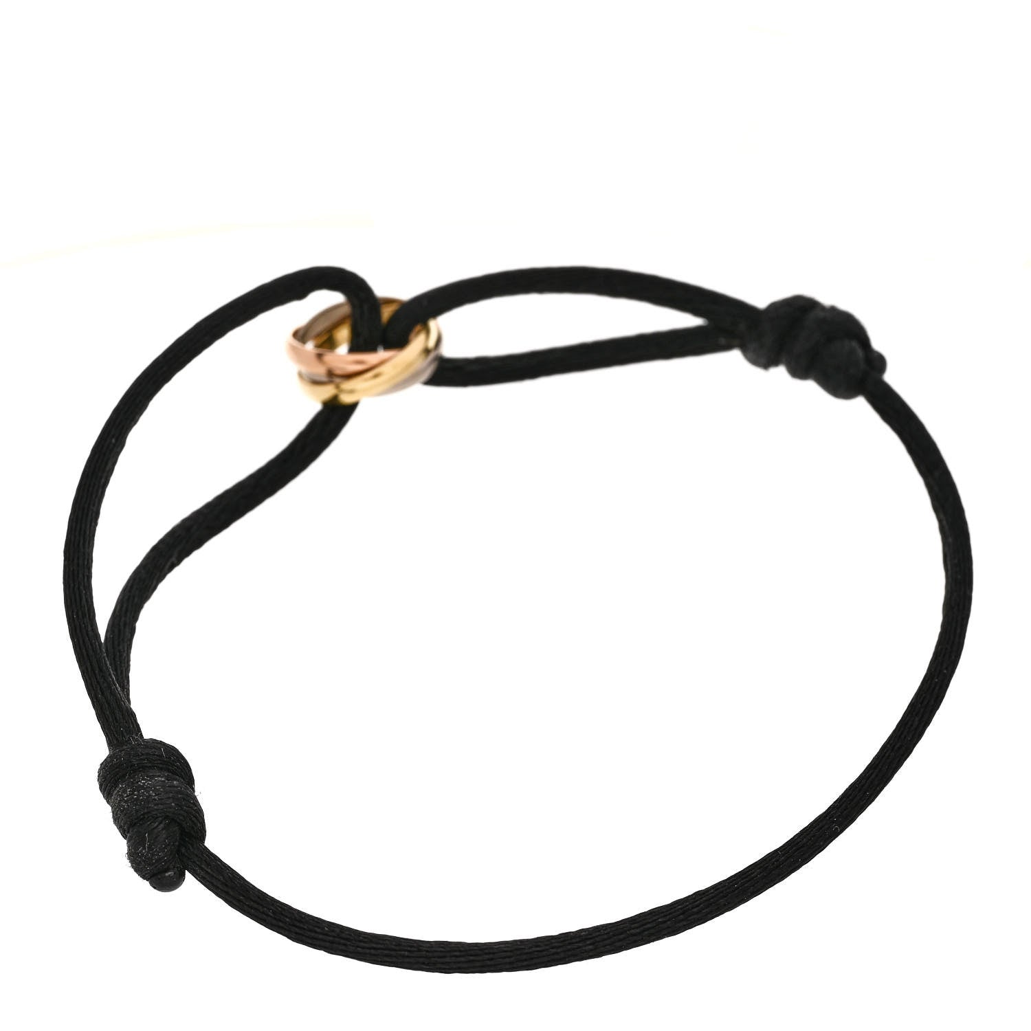 Cartier 18K Pink Yellow White Gold Trinity Adjustable Cord Bracelet Black 2 of 5