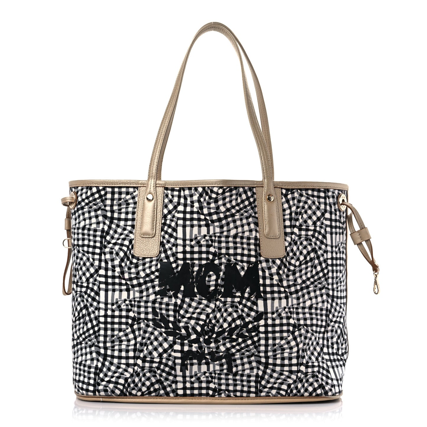 Metallic Visetos Medium Liz Reversible Shopper Tote Gold