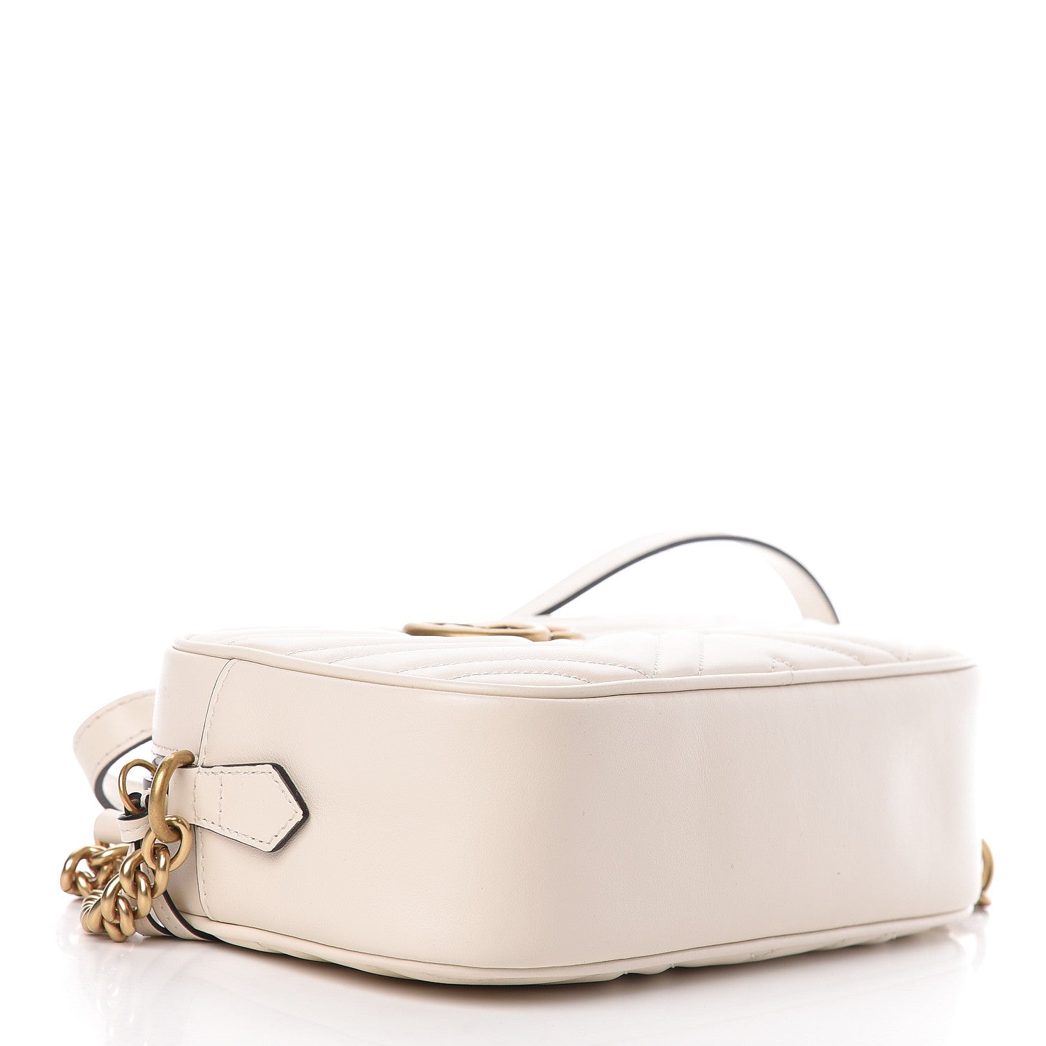 Gucci Calfskin Matelasse Small GG Marmont Chain Shoulder Bag White 4 of 10