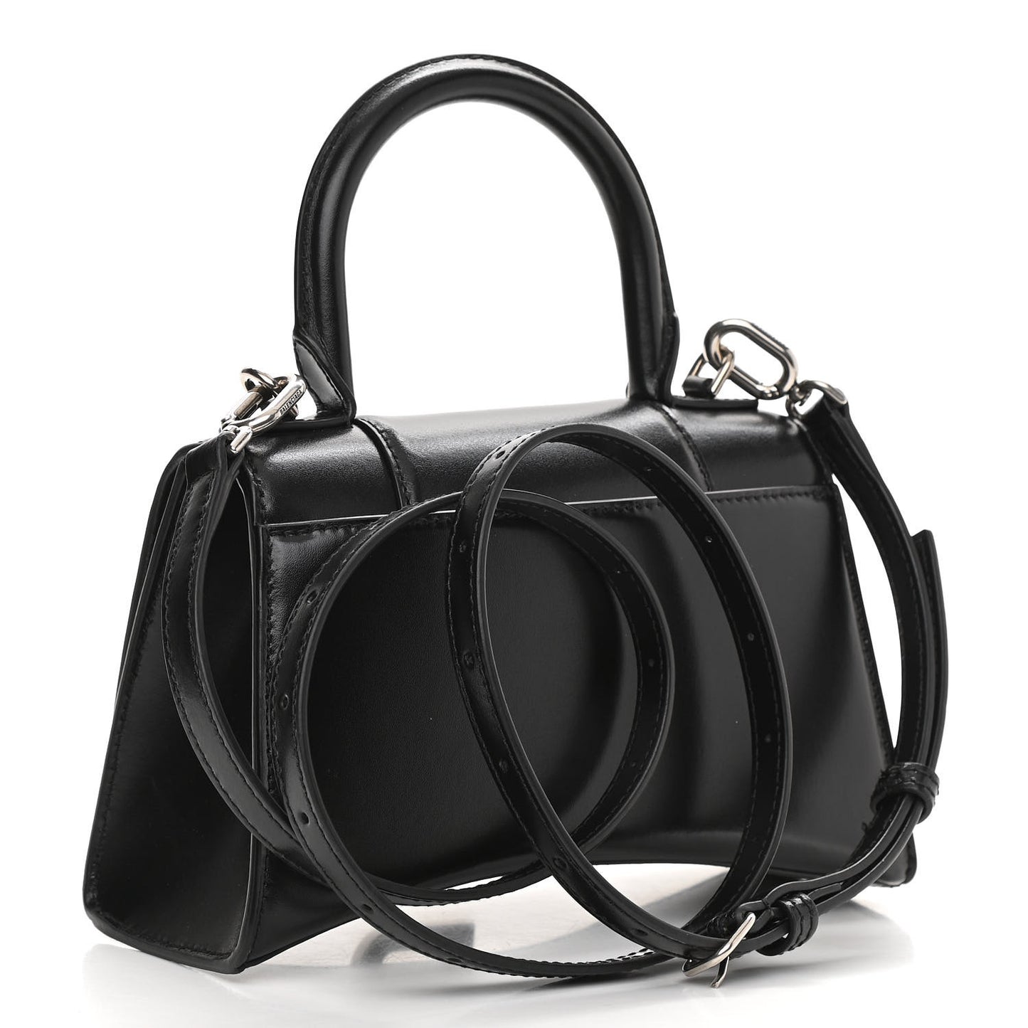 Box Calfskin Graffiti Logo Hourglass Top Handle Bag XS Black Silver