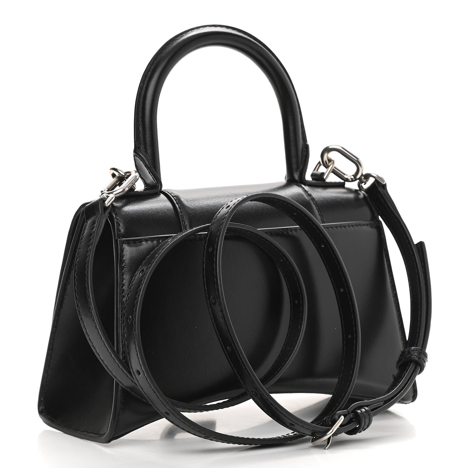 Balenciaga Box Calfskin Graffiti Logo Hourglass Top Handle Bag XS Black Silver 3 of 12
