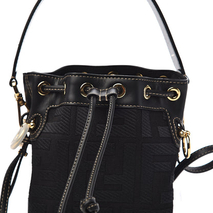 Fendi Canvas Vitello King F is Fendi FF Embroidered Mini Mon Tresor Bucket Bag Black 10 of 10