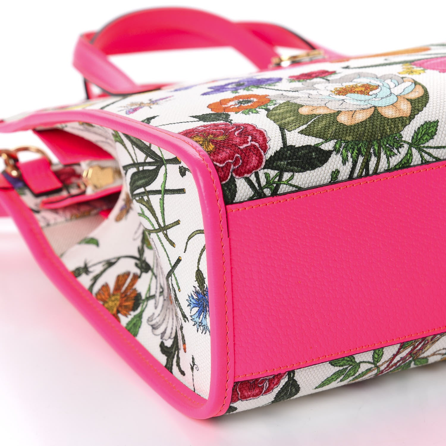 Gucci Canvas Medium Flora Tote Fuchsia 6 of 10