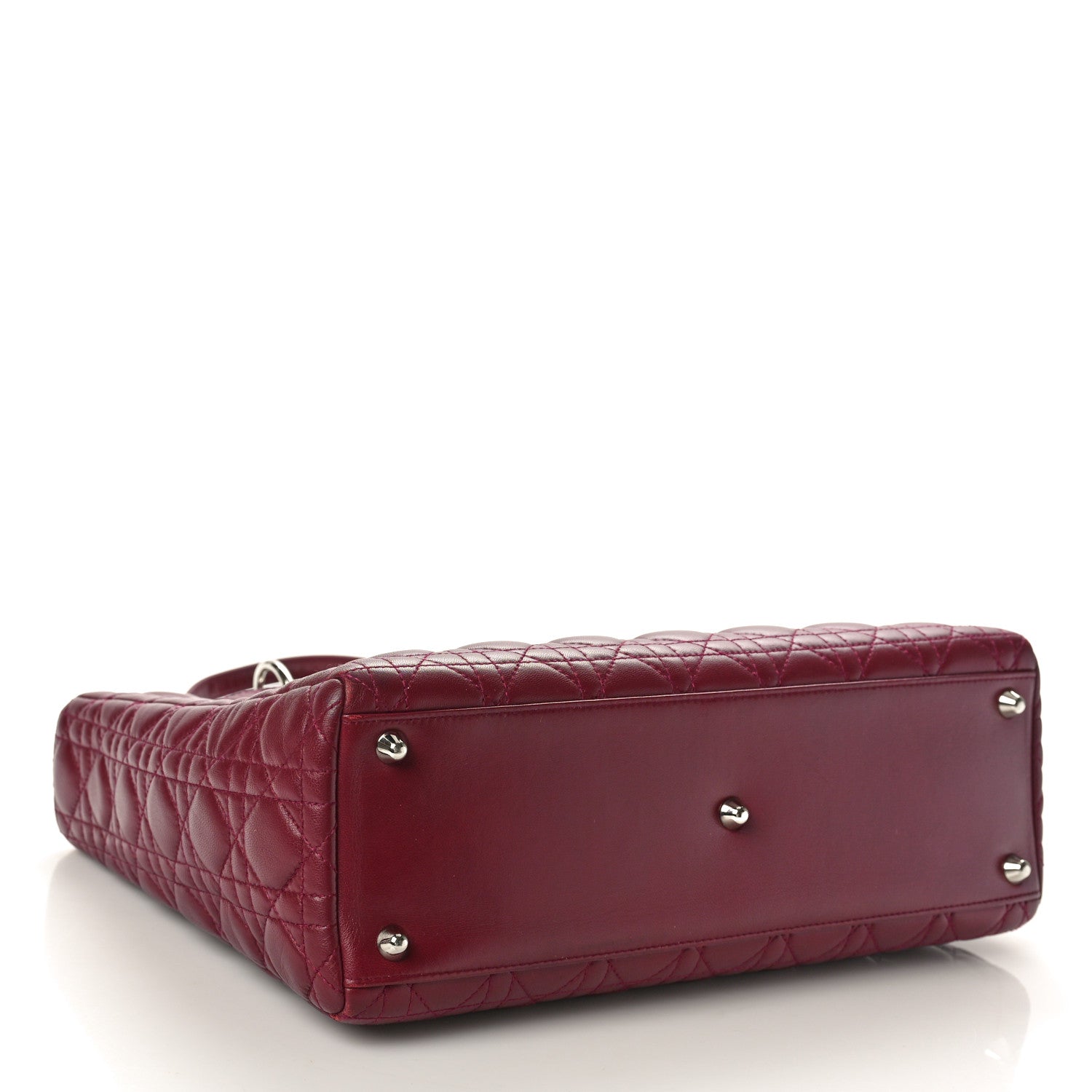 Christian Dior Lambskin Cannage Large Lady Dior Burgundy 4 of 14
