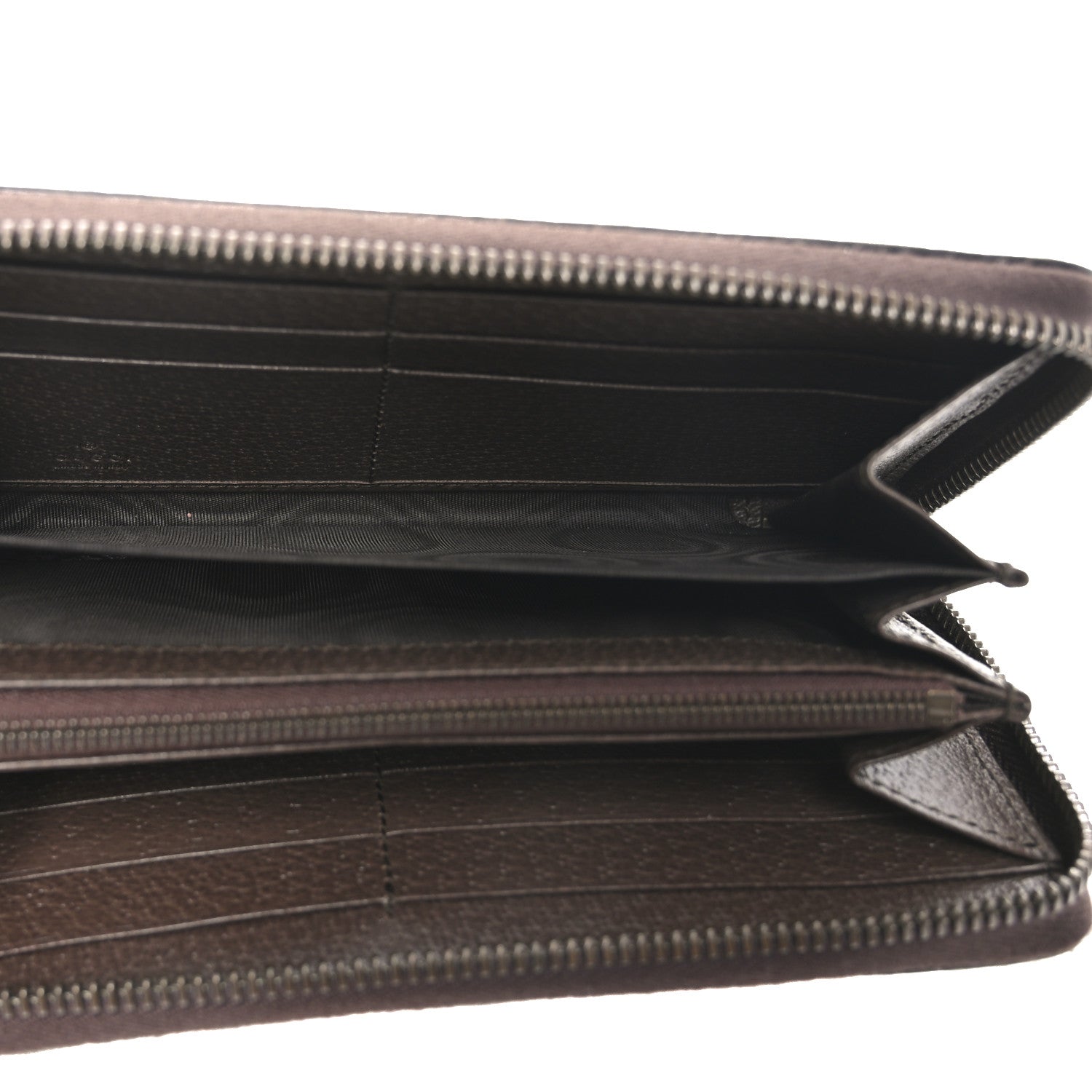 Gucci Monogram Jumbo GG Textured Dollar Calfskin Diana Zip Around Continental Wallet Camel Ebony New Acero 5 of 7