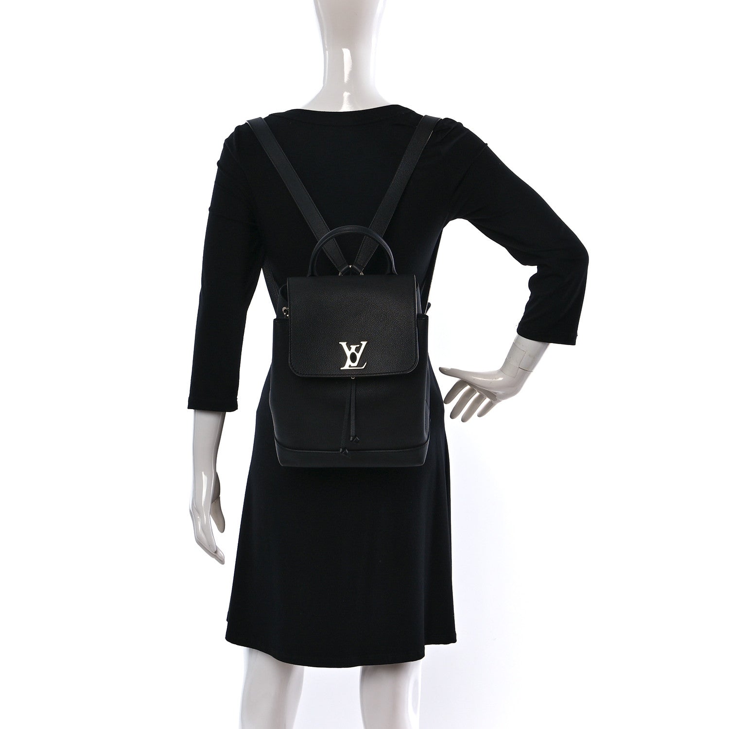 Louis Vuitton Calfskin Lockme Backpack Black 2 of 8