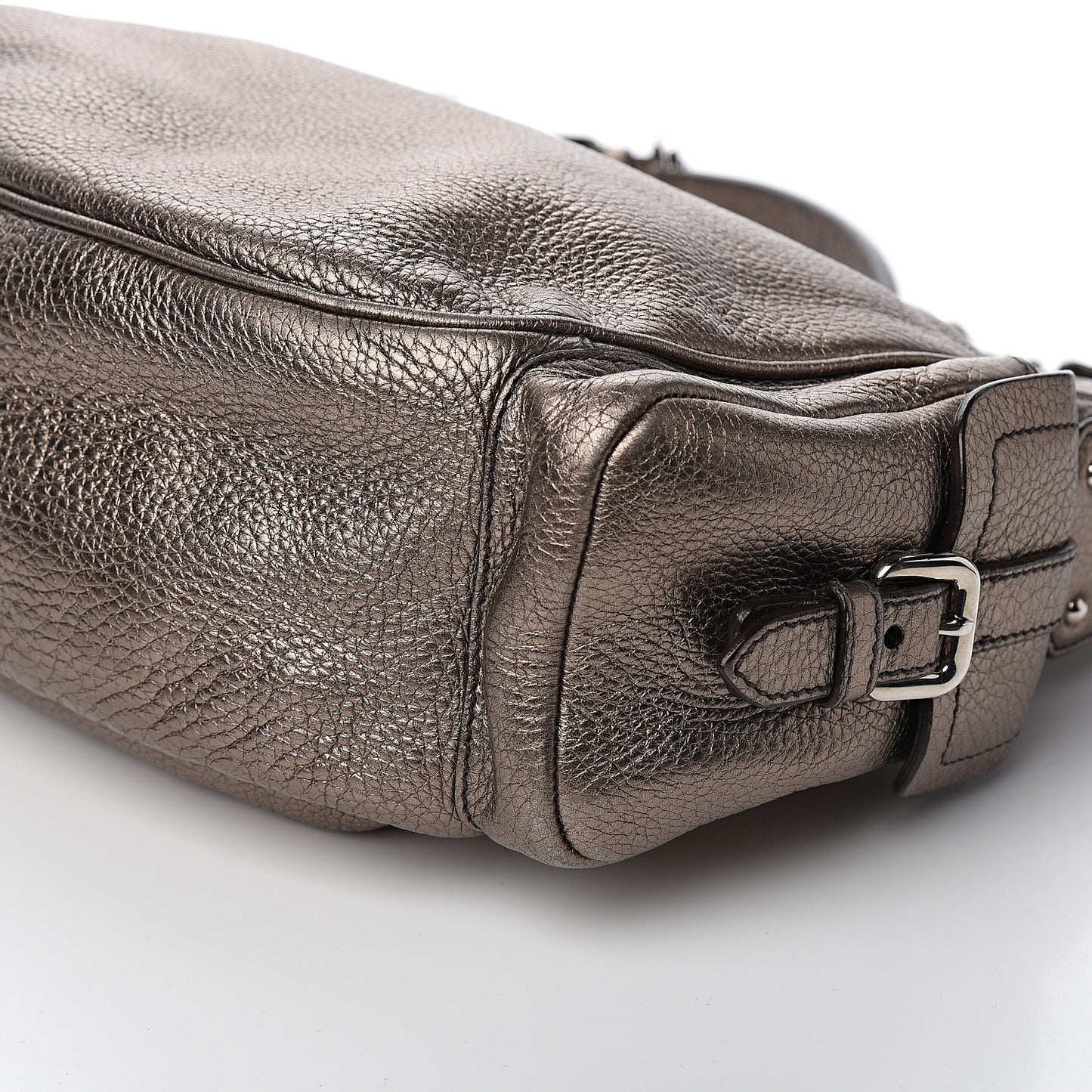 Metallic Vitello Daino Side Pocket Hobo Bronze