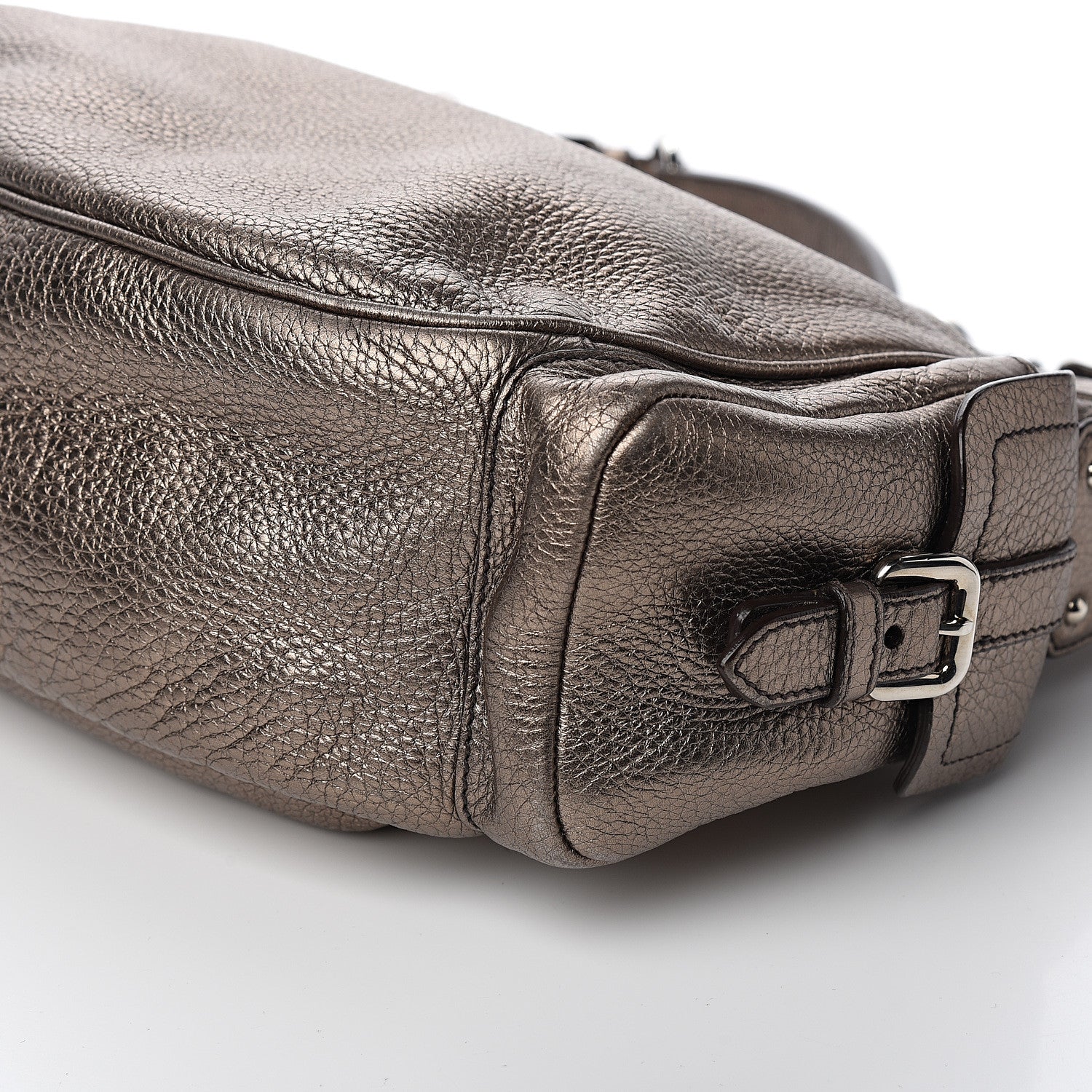 Prada Metallic Vitello Daino Side Pocket Hobo Bronze 7 of 8