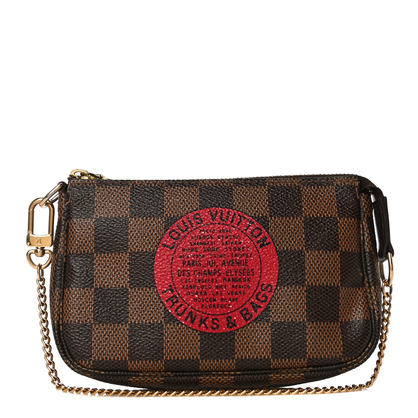 Damier Ebene Complice Trunks and Bags Mini Pochette Accessories Red