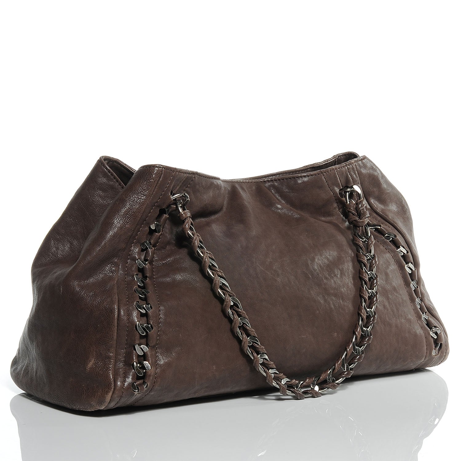 Chanel Leather Large Modern Chain Tote Brown 3 of 10