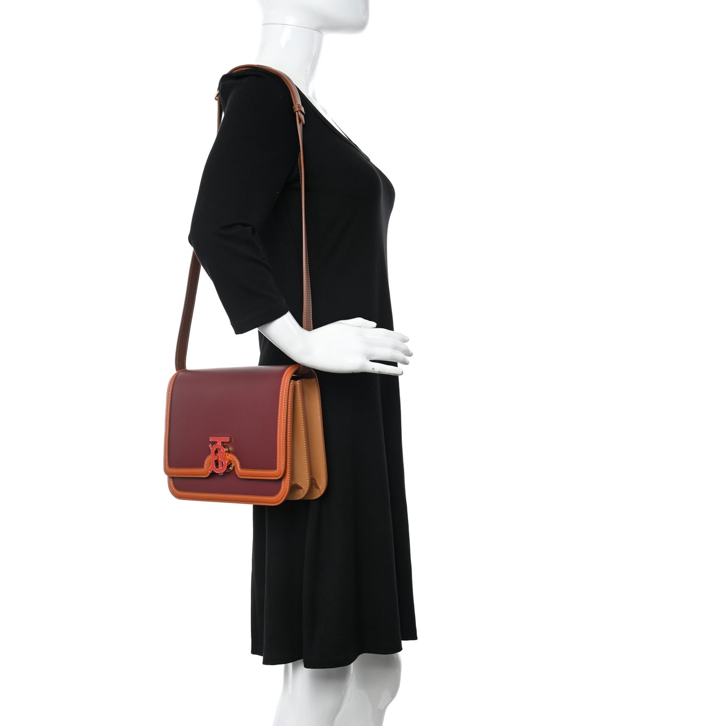 Smooth Calfskin Monogram Medium TB Bag Burgundy Multicolor