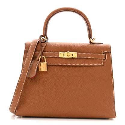 Hermes Togo Horseshoe Kelly Sellier 25 Gold Capucine 1 of 12