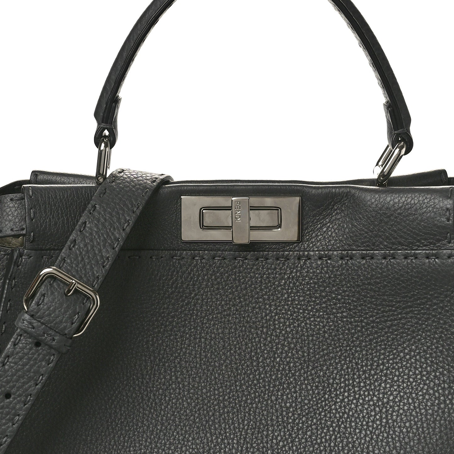 Cuoio Romano Selleria Bi-Color Medium Peekaboo Iconic Satchel Asfalto Latte