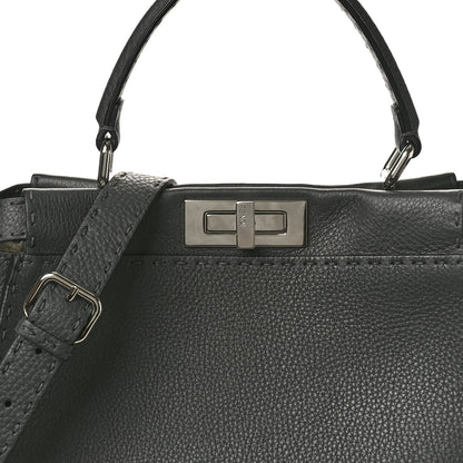 Fendi Cuoio Romano Selleria Bi-Color Medium Peekaboo Iconic Satchel Asfalto Latte 8 of 10