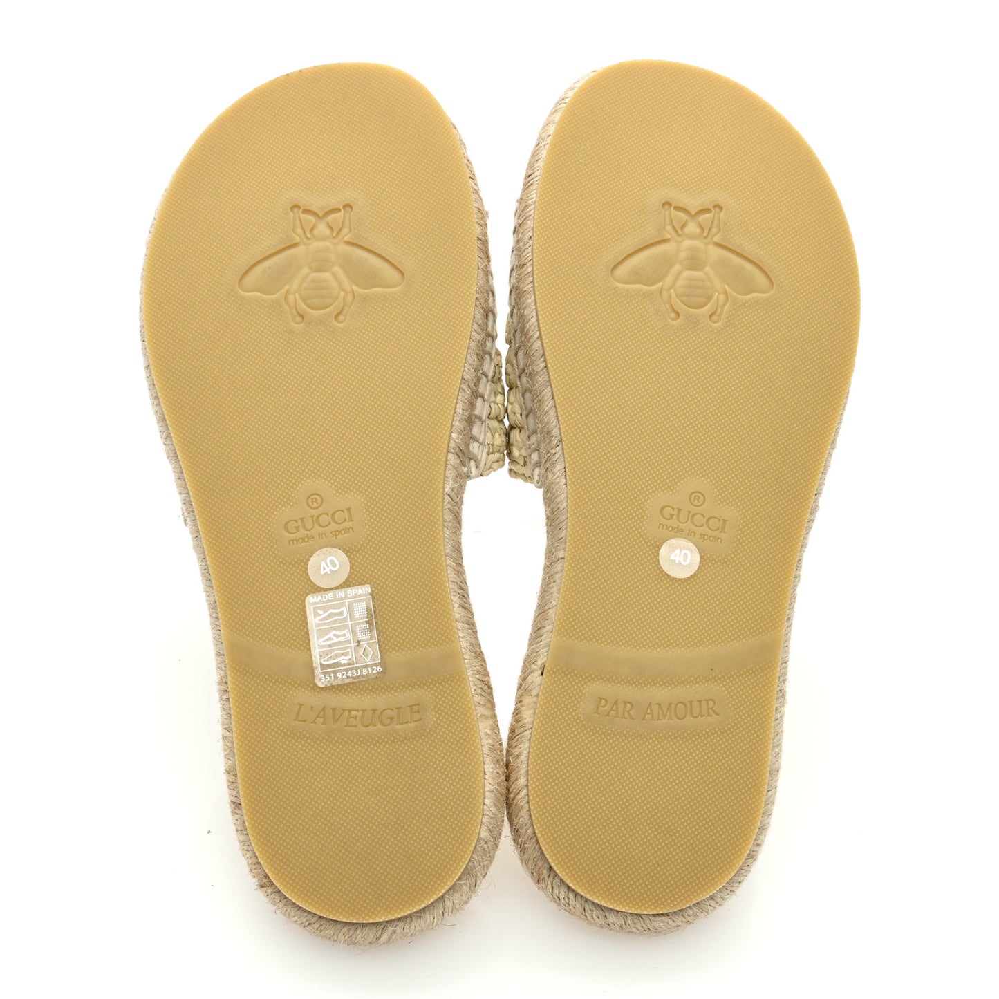 Raffia Interlocking G Flat Slide Espadrille Sandals 40 White