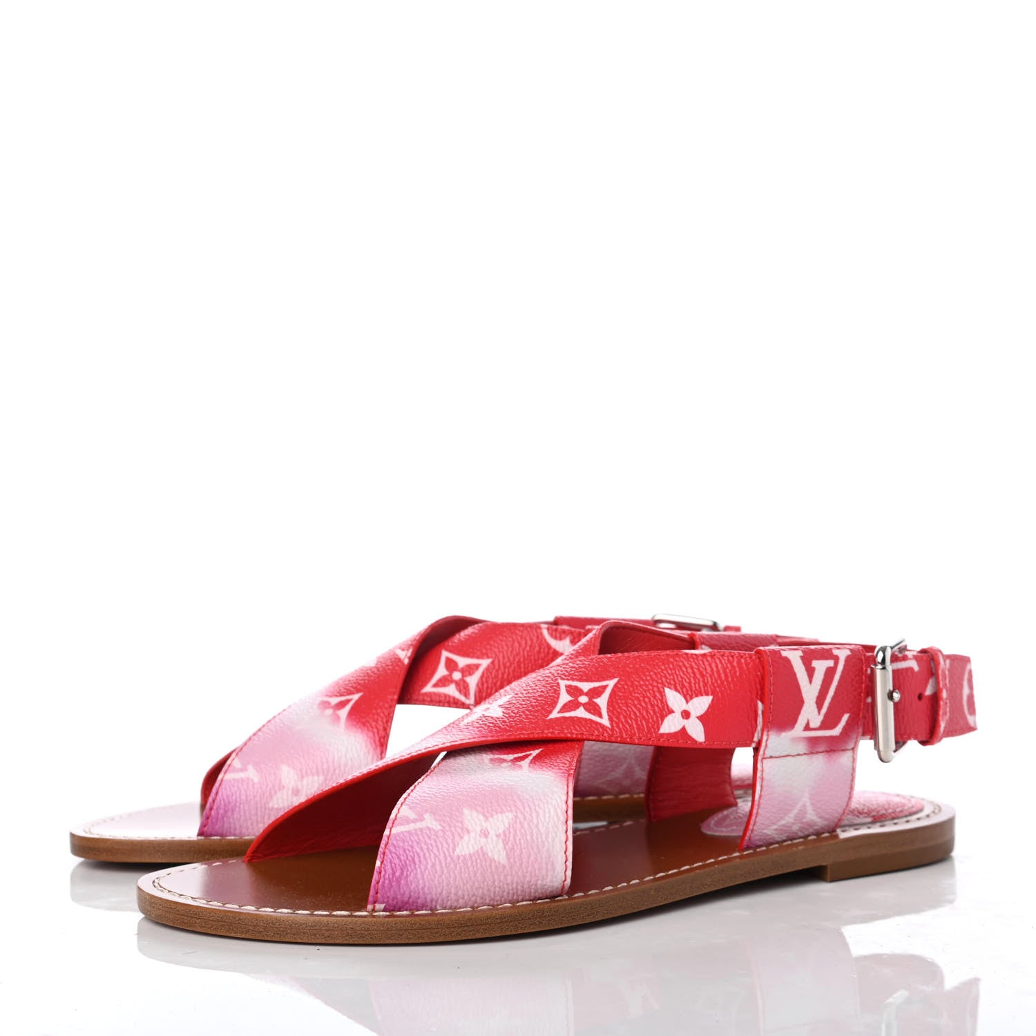 Louis Vuitton Monogram Escale Palma Flat Sandals 37.5 Rouge 3 of 8