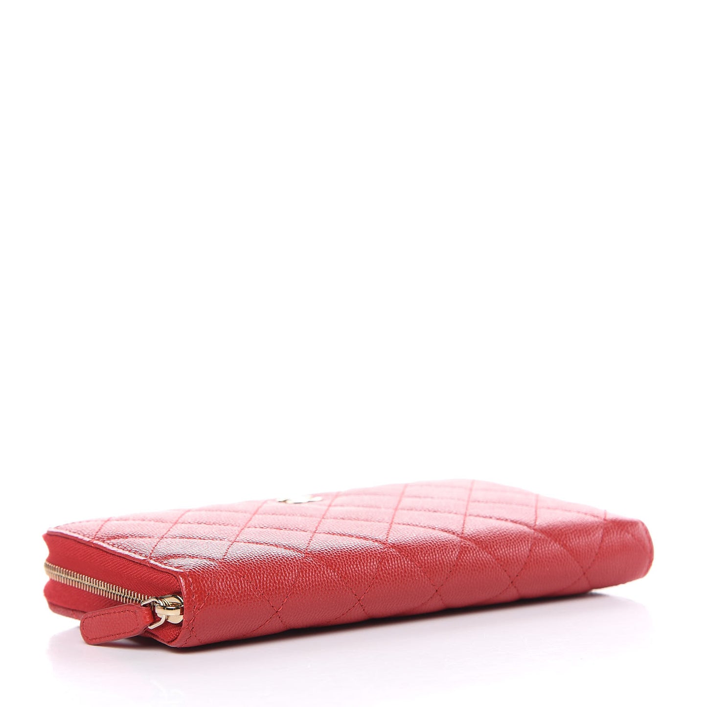 Caviar Quilted Large Gusset Zip Around Wallet Red