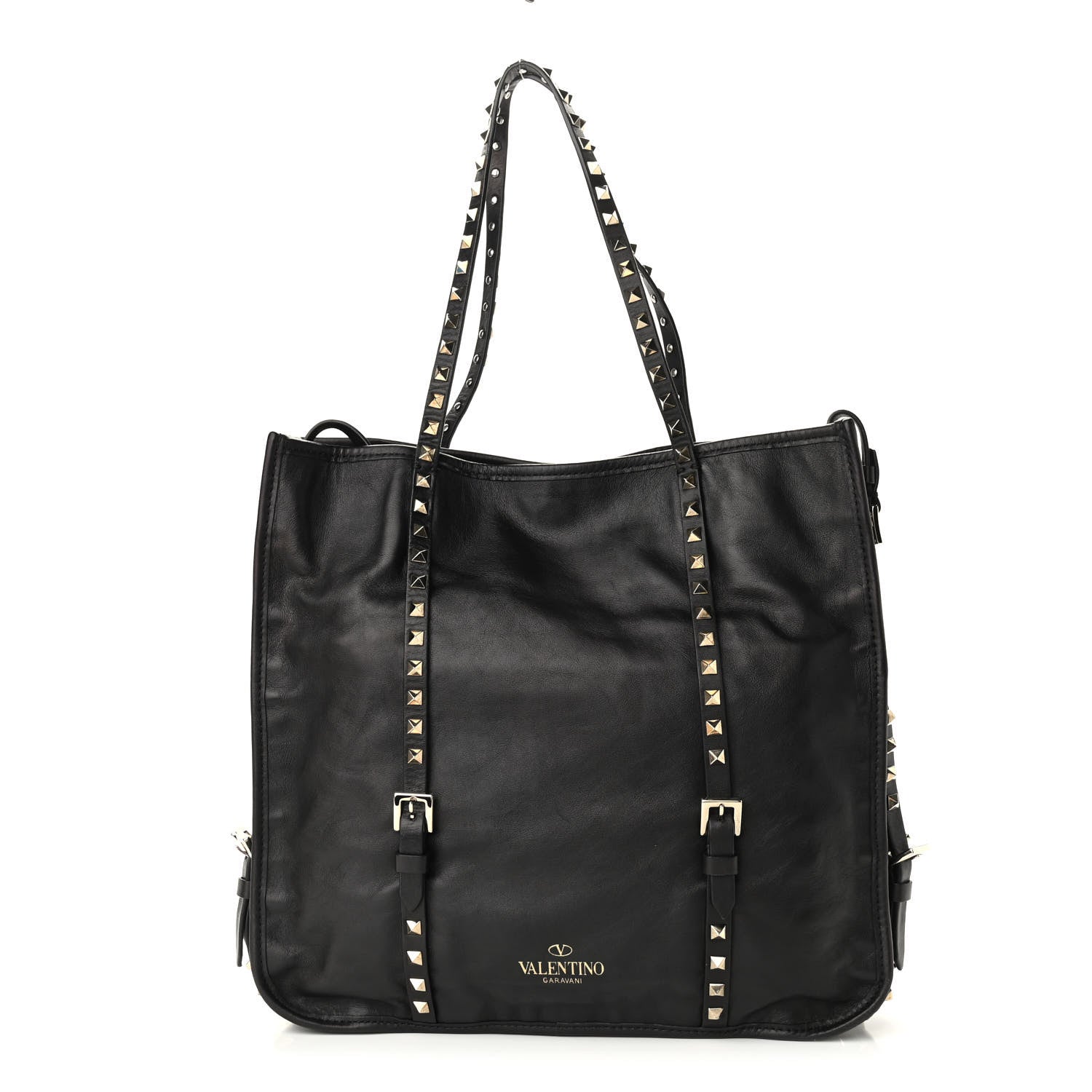 Valentino Garavani Vitello Rockstud Shopper Tote Black 1 of 9